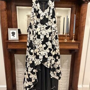 Vintage Calvin Klein Black Dress with Gold Floral Embroidery